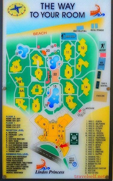Отель для отдыха с детьми Lindos Princess (Родос, Греция) карта отеля Lindos Princess